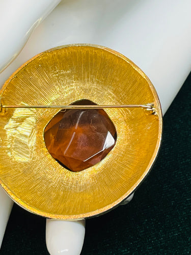 Large Brown and Gold Brooch